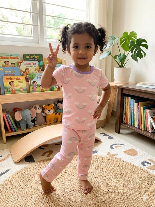 Pink rainbow Top & bottom Set (2-5 years)