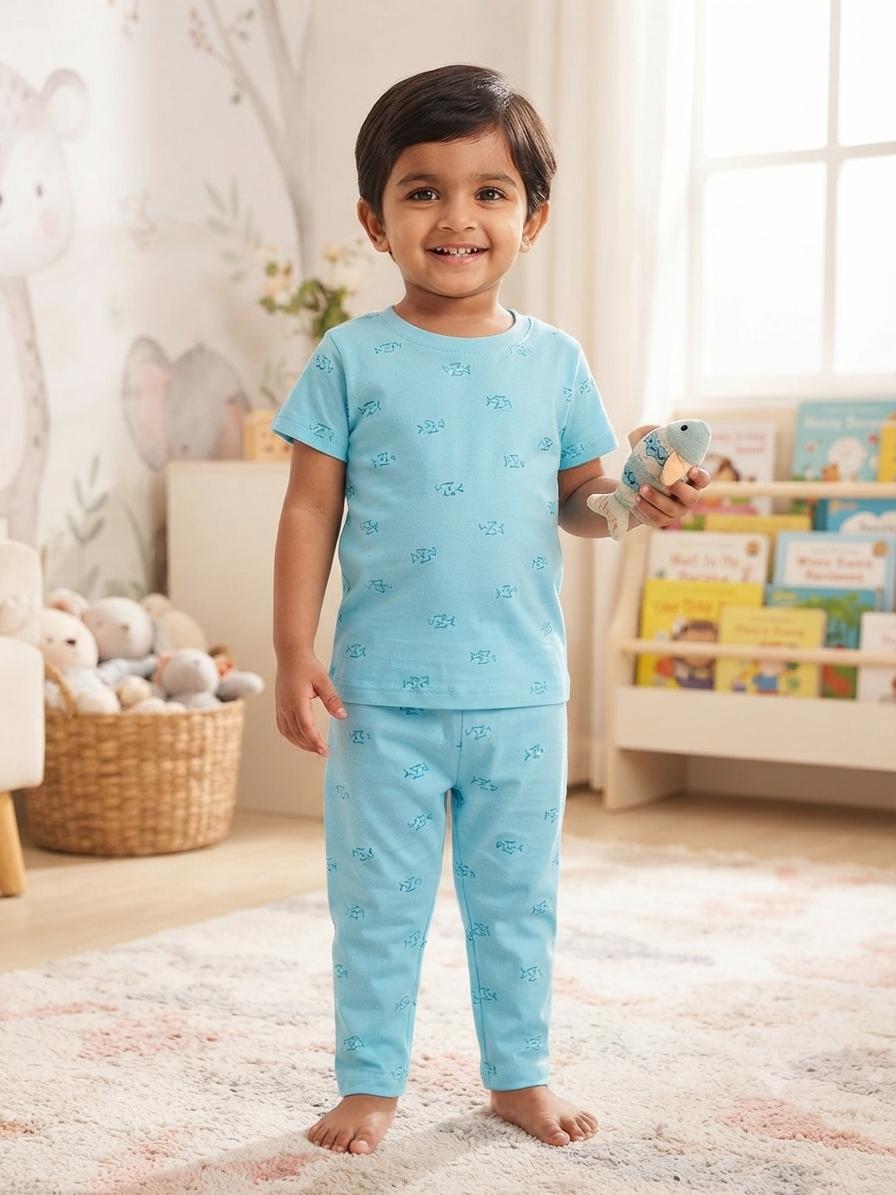 Sky blue Top & bottom set (6 months- 3 years)