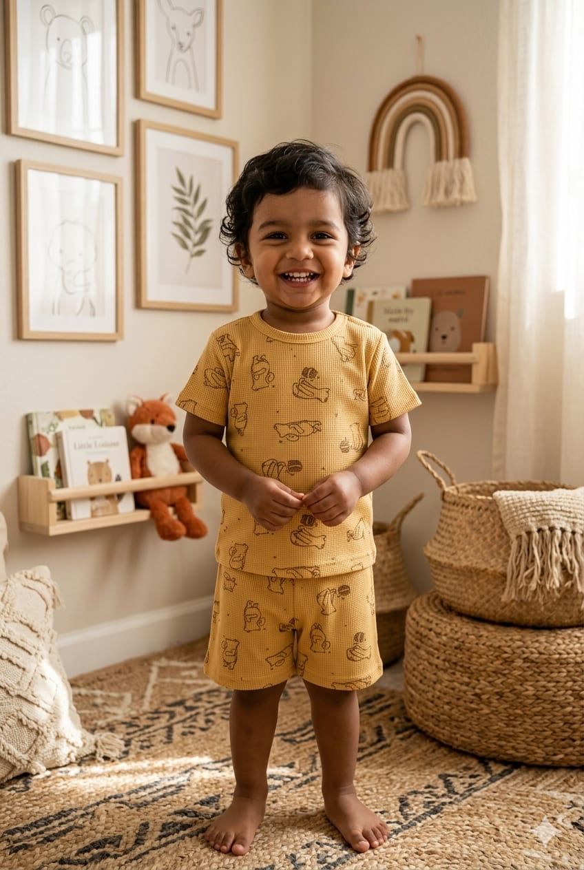 Golden yellow short  set (1- 3 years)