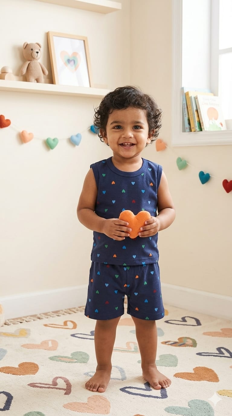 Hearts Sleeveless short set (1-3years)