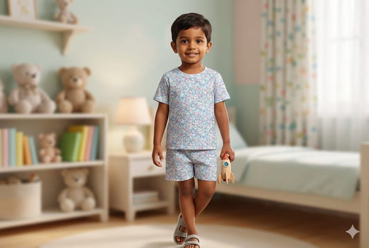 Blue pink short set (6 months- 3 years)