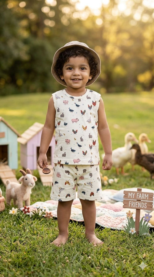 Animal Sleeveless Short set (1- 3 years)