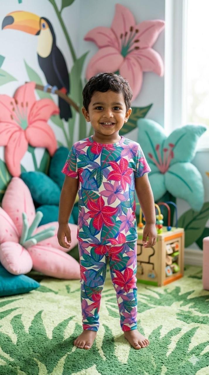 Colourful flowery Top & bottom Set (2-5 year)