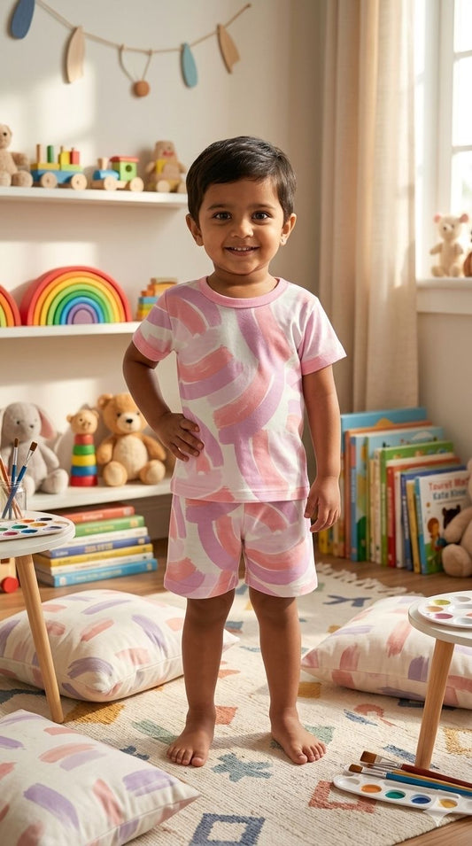 Pink white  Short set (6 months- 3 years)