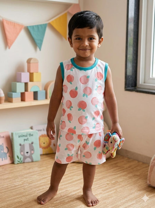 Apple sleeveless short set (6 months-3 years)