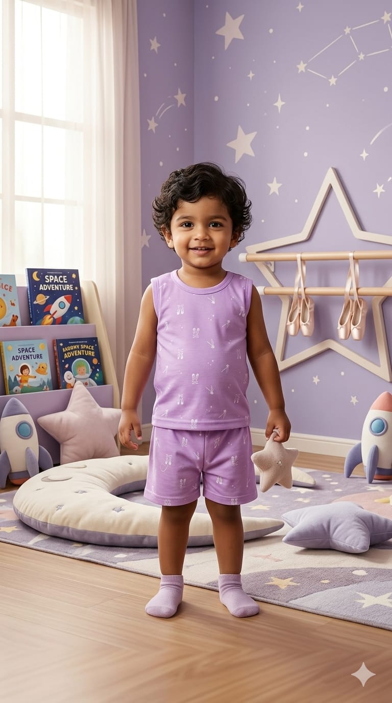 Purple Sleeveless short set (1-3years)