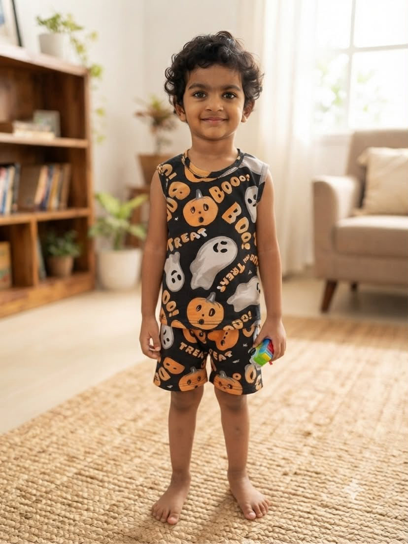 Boo  sleeveless Short set (3-5 years)