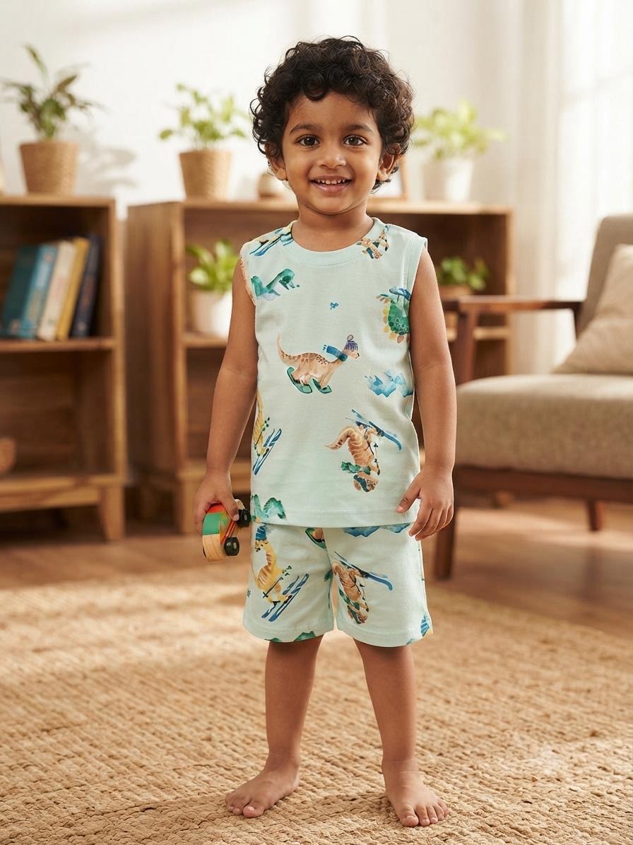 Dino Sleeveless Short set (1-3 year)