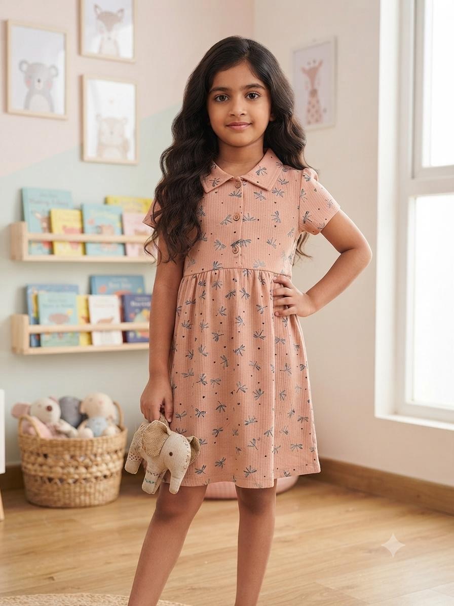 Light brown  Frock  set (2-7 years )Code:SA