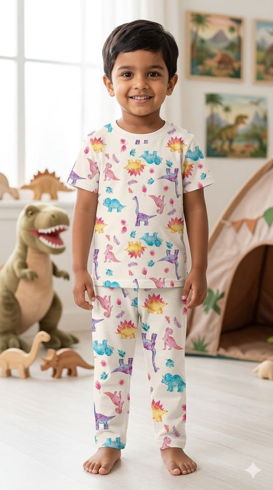 Colourful Dino  Top & bottom set (1- 3 years)