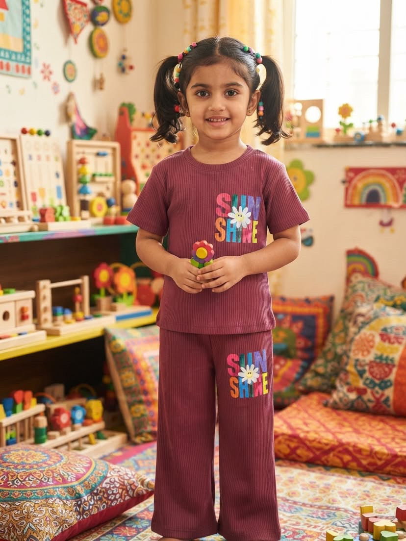 Sun shine Ribbed Plazoo Set  (1-6 years )Code:SA