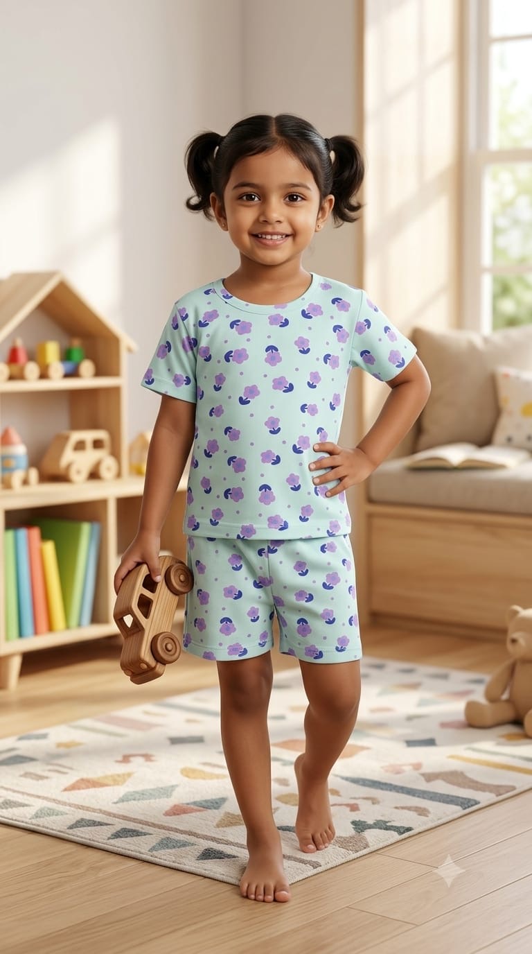 Purple blue Short set (1-6 years )Code:SA