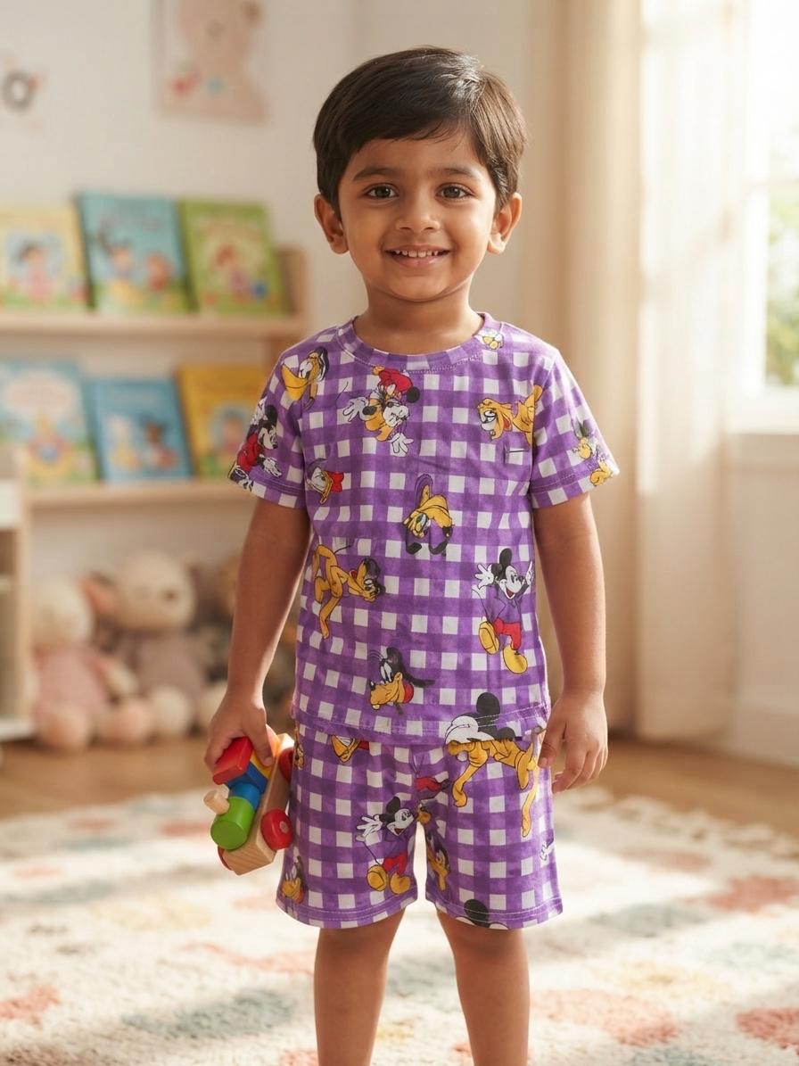 Mickey  purple First Date Premium Short Set  (6 months-4 years)