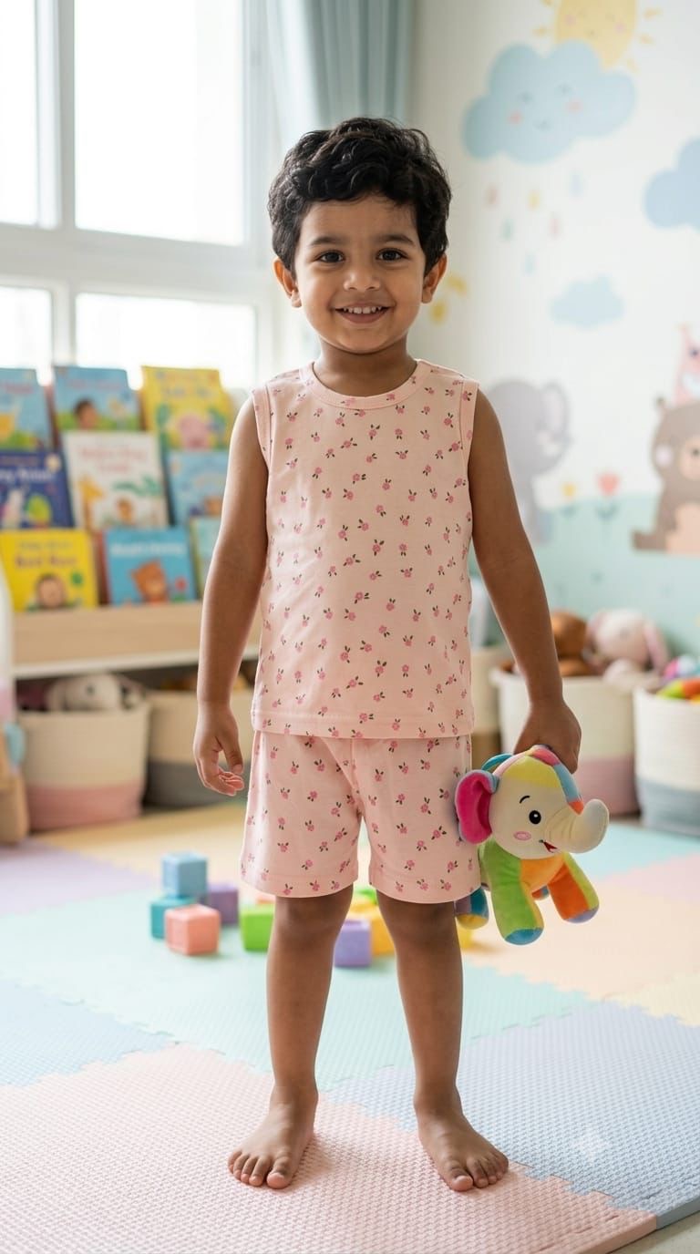 Pink sleeveless short set (1-3 years)