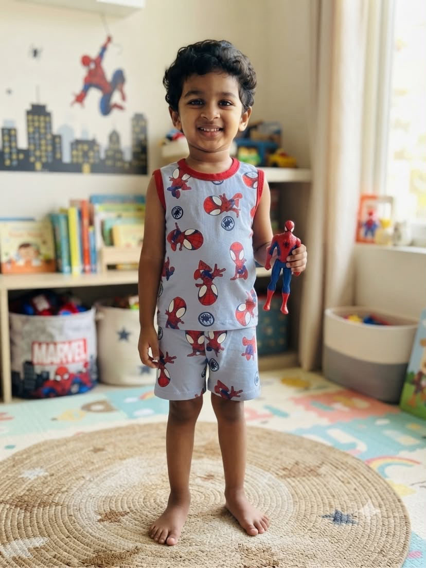 Spider man sleeveless Short set (3-5 years)
