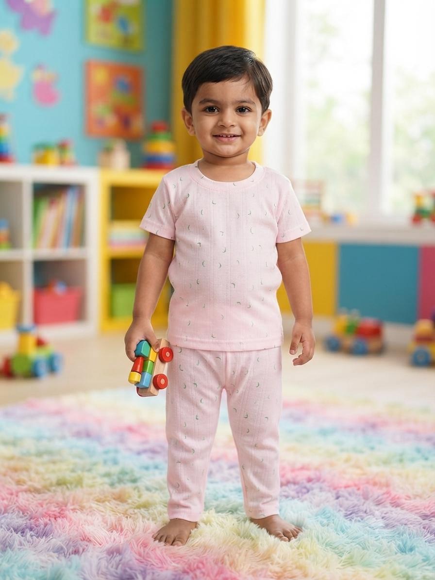 Baby pink  flower Top & bottom set (6 months-3 years   )