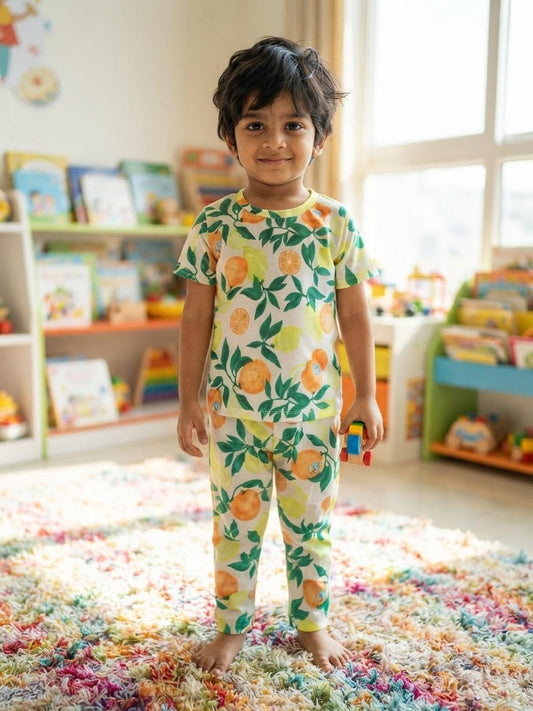 Orange  Top & bottom set (6 months-3 years   )