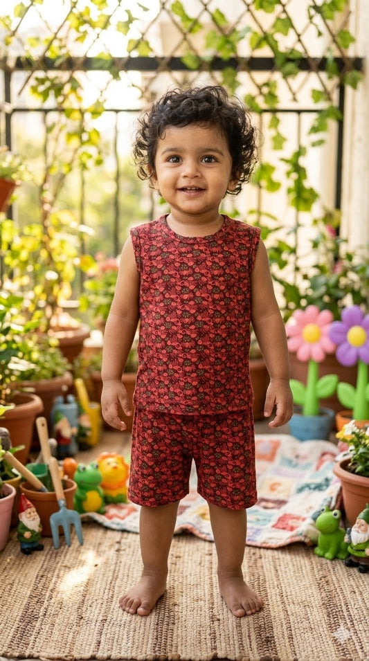 Marron Sleeveless Short set (1- 3 years)