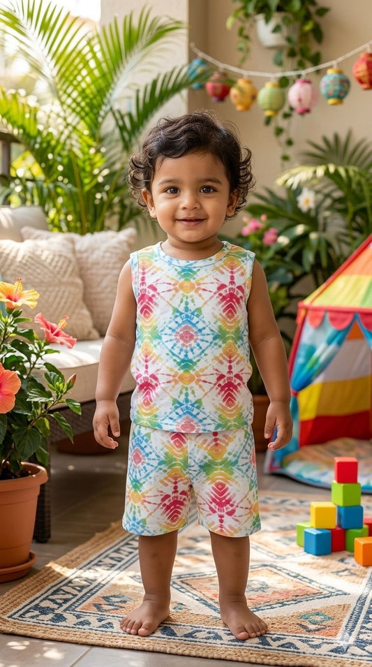 Colourful Sleeveless Short set (1- 3 years)