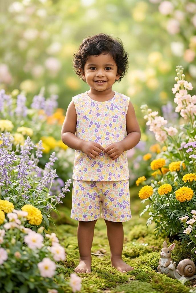 Floral Sleeveless Short set (3-4 years ) Codeas