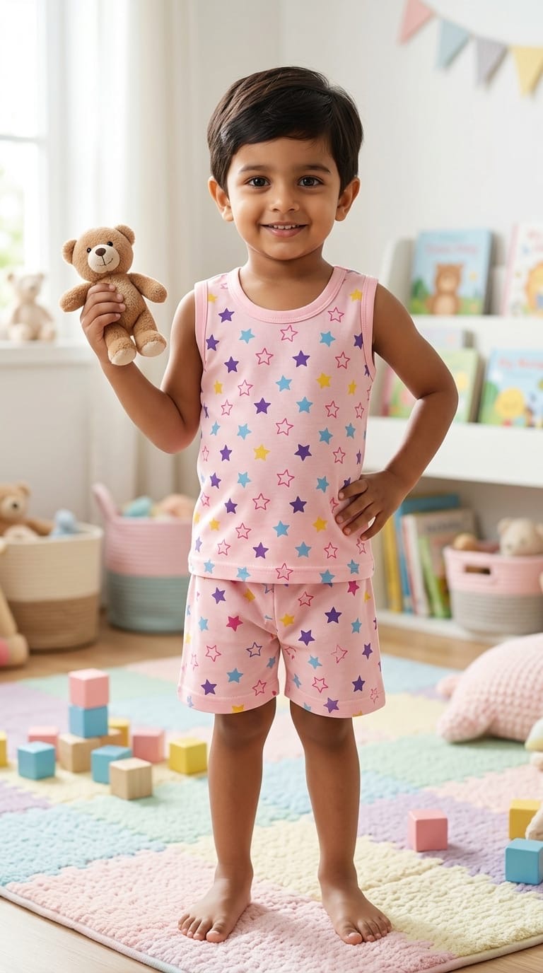 Colourful stars Sleeveless Short set (1- 3 years)