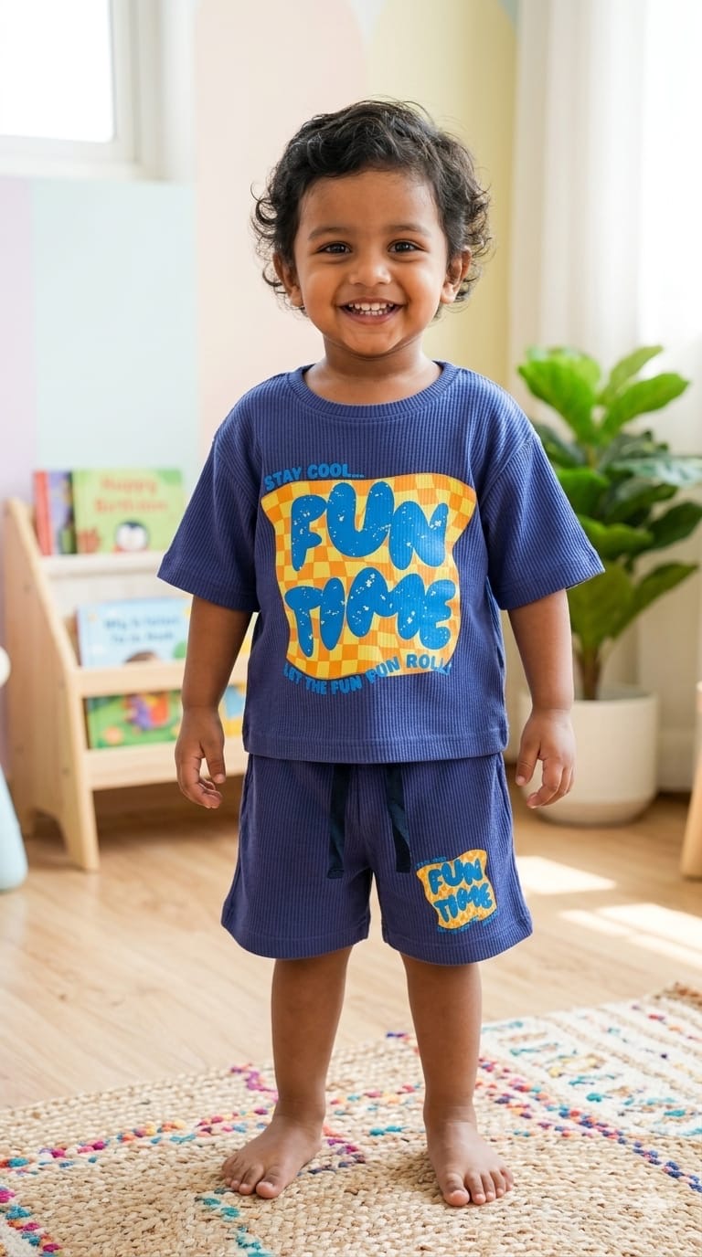 Fun time Ribbed Short  set (1-6 years )Code:SF