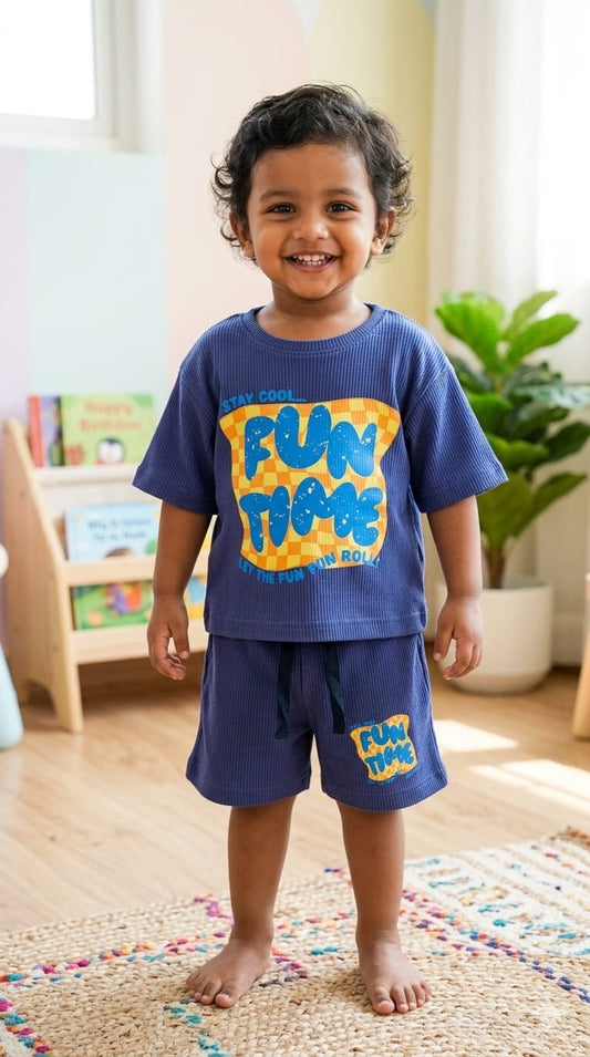 Fun time Ribbed Short  set (1-6 years )Code:SF