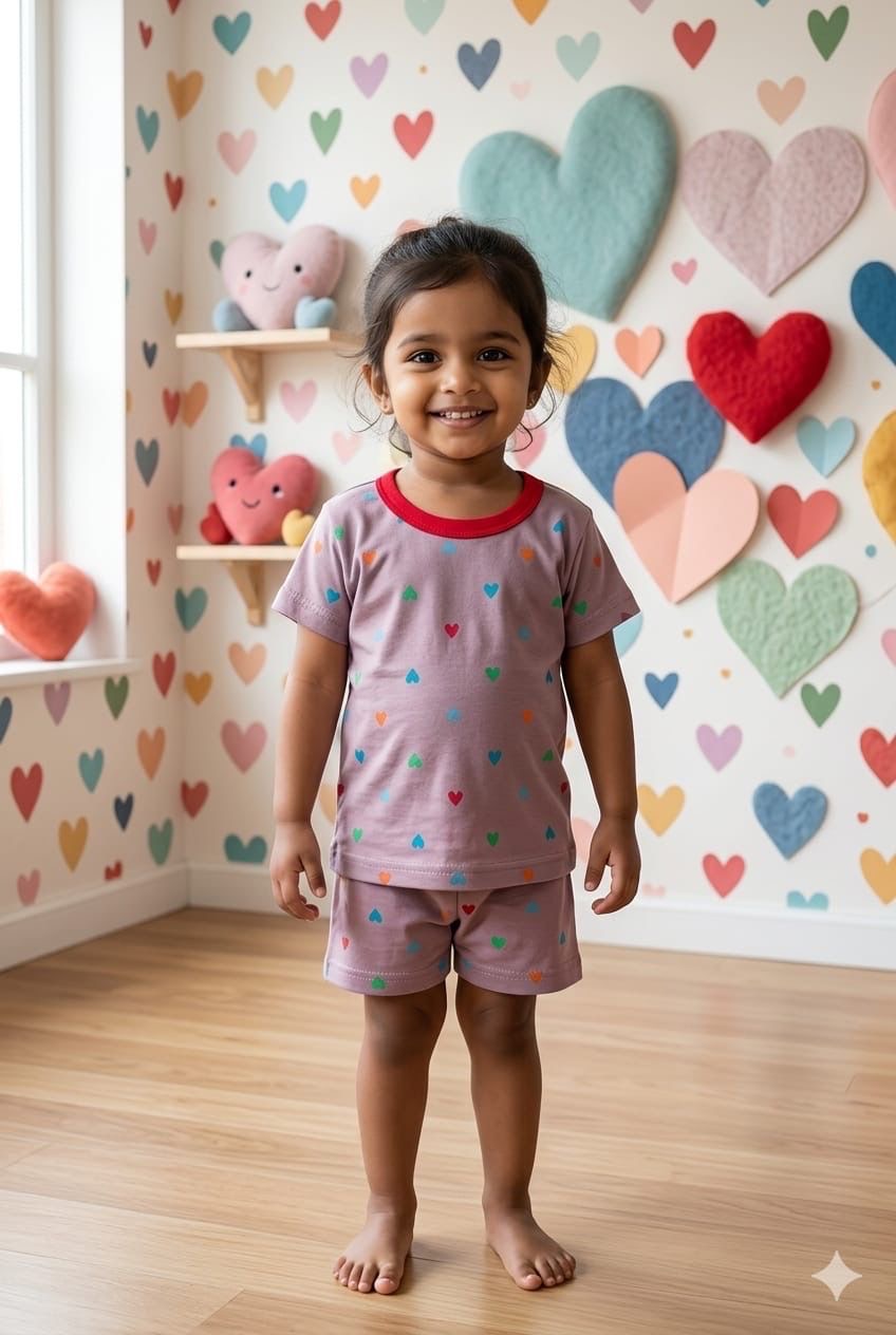 Hearts short set (6 months- 3 years)