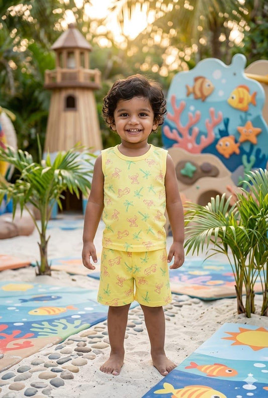 Yellow Sleeveless Short set (6 months- 3 years)