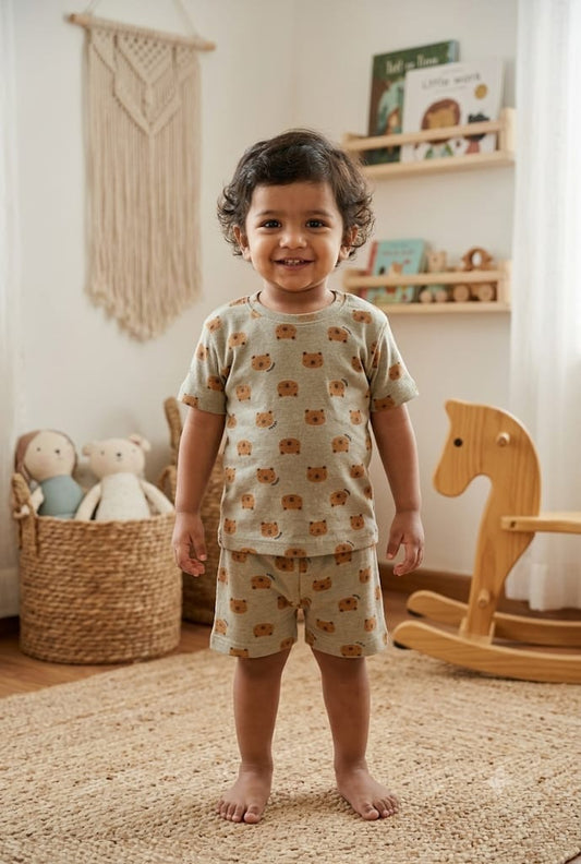 Teddy Ribbed Short  set (1-6 years )Code:SA