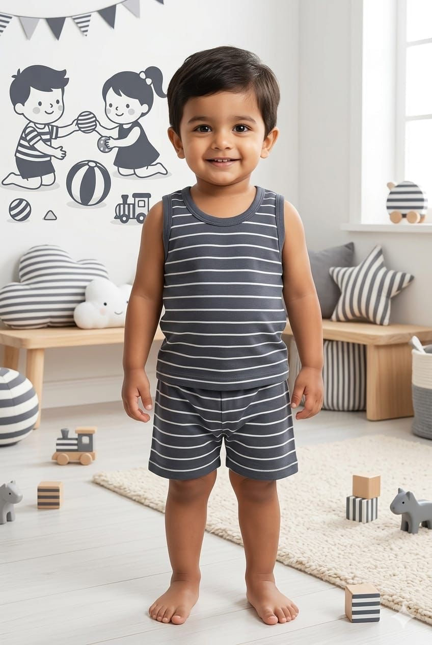 Strips Sleeveless Short set (1-3 year)