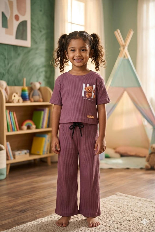 Mejanta Ribbed  Plazoo  set Same Colour, Same Fit – Assorted Printed Designs (1-6 years )Code:SA