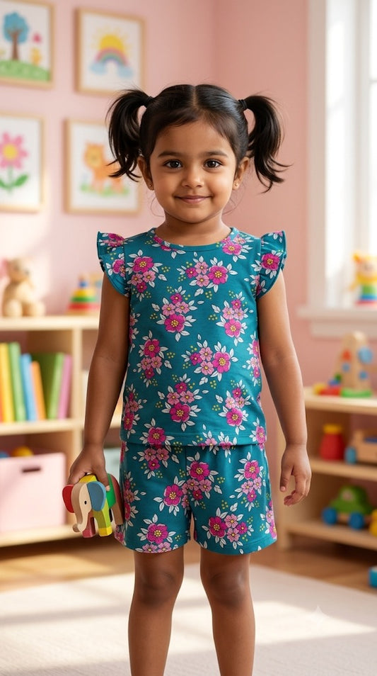 Pink  blue Colourful Short  Set (1-3 year )