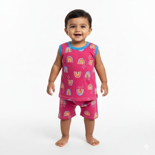 Pink rainbow Short set (3 Months-3 Years)