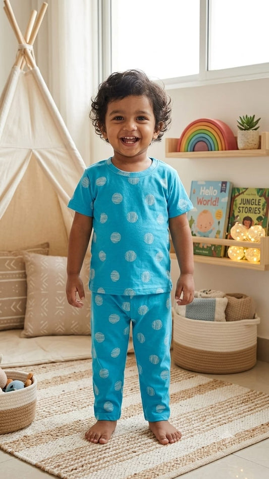 Blue white Top & bottom  set (6 months-3 years)