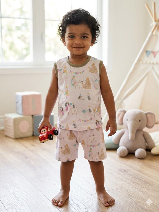 Bear sleeveless short set (6 months-3 years)