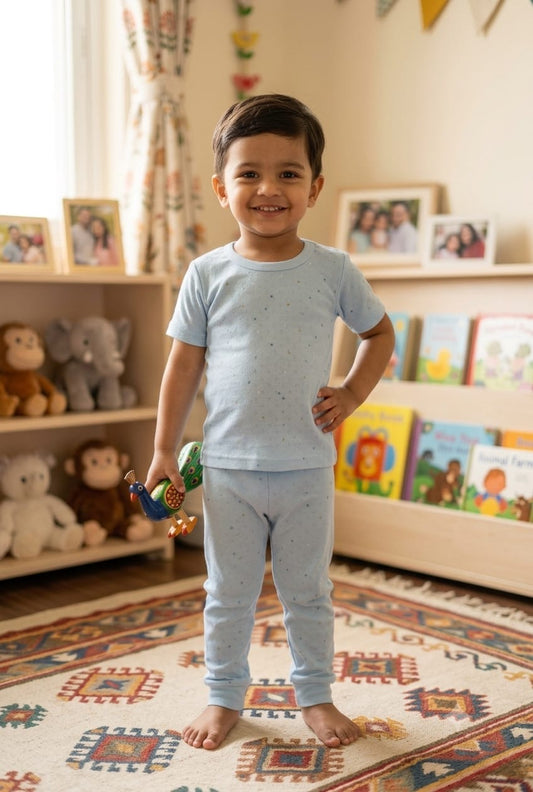 Sky blue  Top & bottom  set (6 months-3 years)