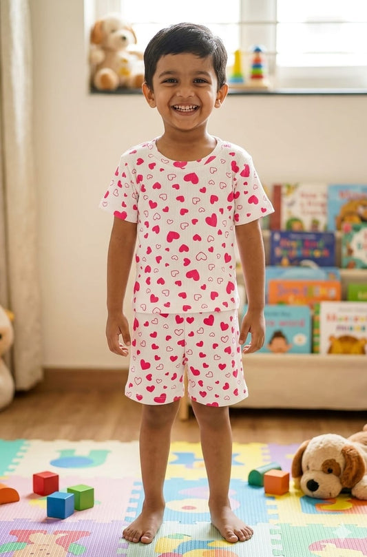 Hearts Ribbed Short  set (1-6 years )Code:SA