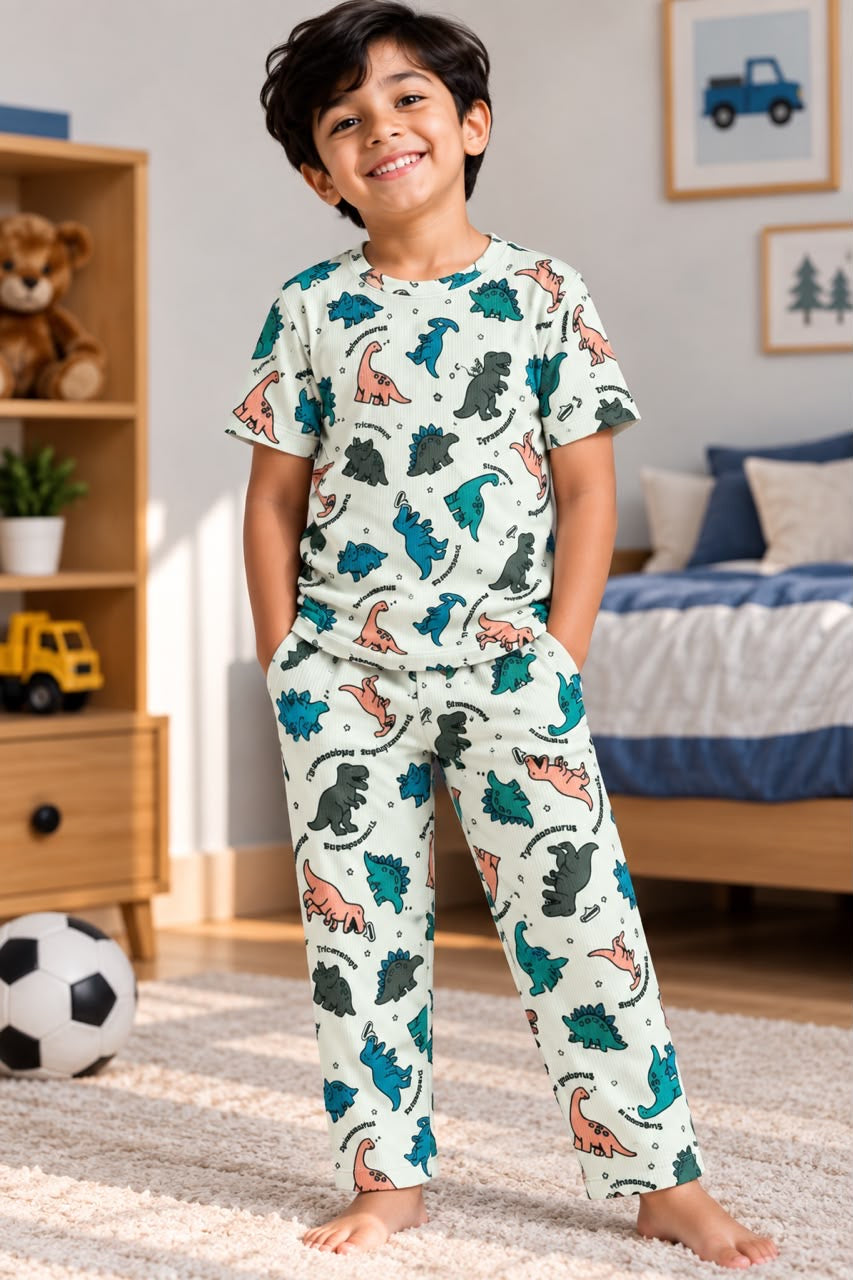 Dino Ribbed Pant Set  (1-6 years )