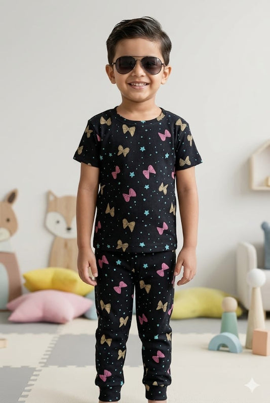 Black colourful ribbed Coord  set (1-6 years )Code:SA
