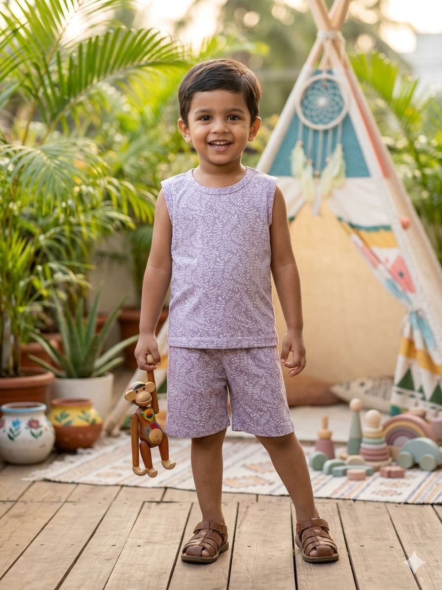 Purple sleeveless short set (1-3 years)