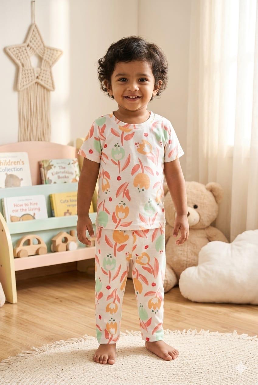 White  colourful 2 Top & bottom  set (6 months-3 years)