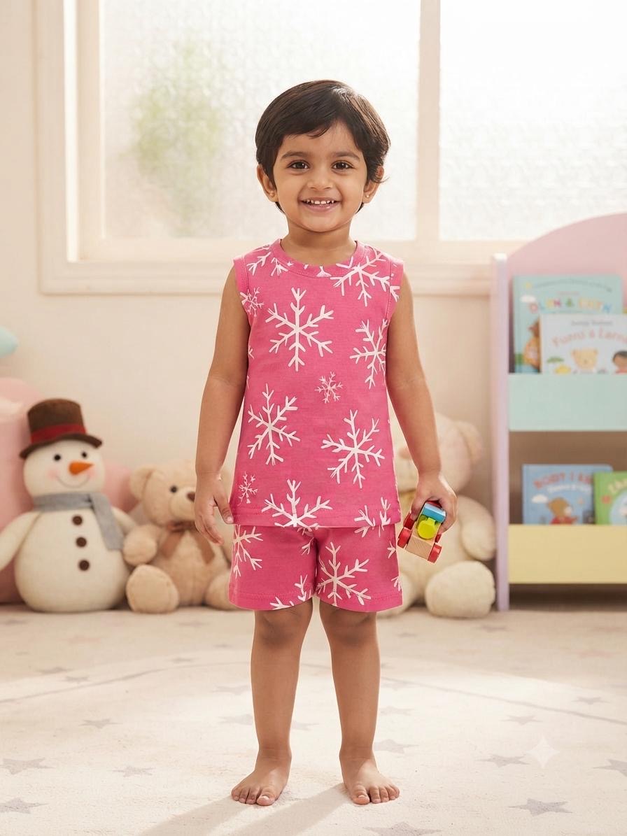 Pink snowflake Short set (1-3 years)