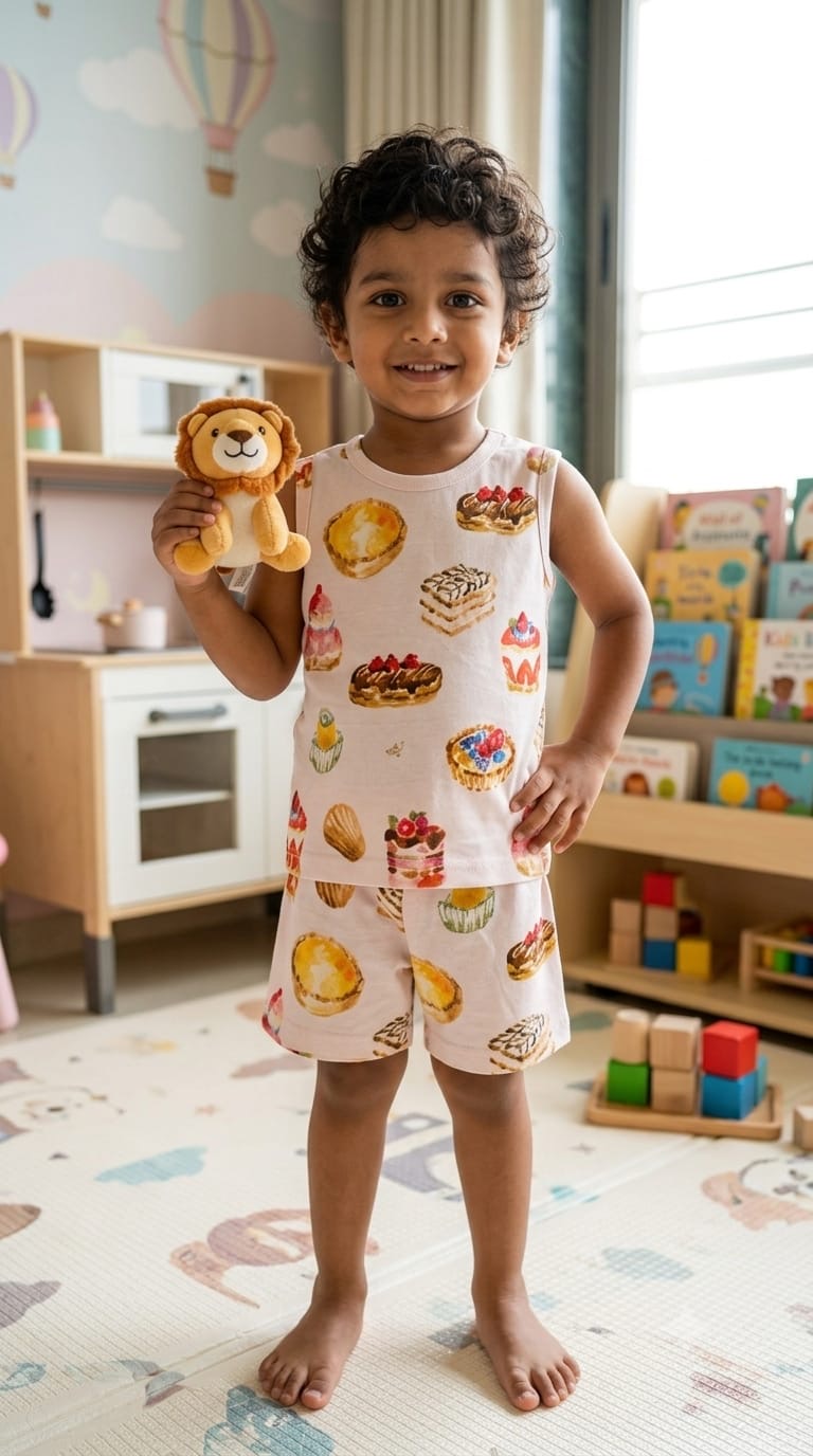 Waffle Sleeveless Short set (1- 3 years)