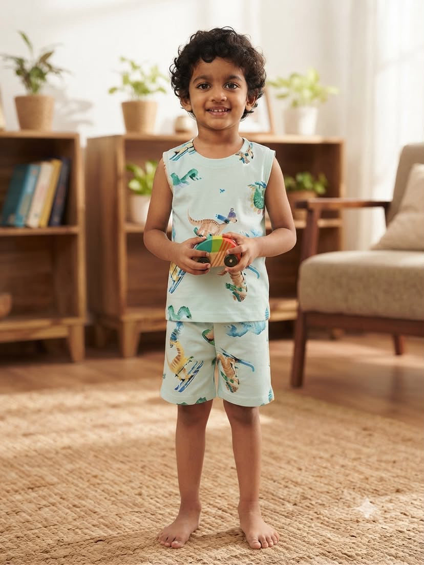Dino sleeveless Short set (3-5 years)
