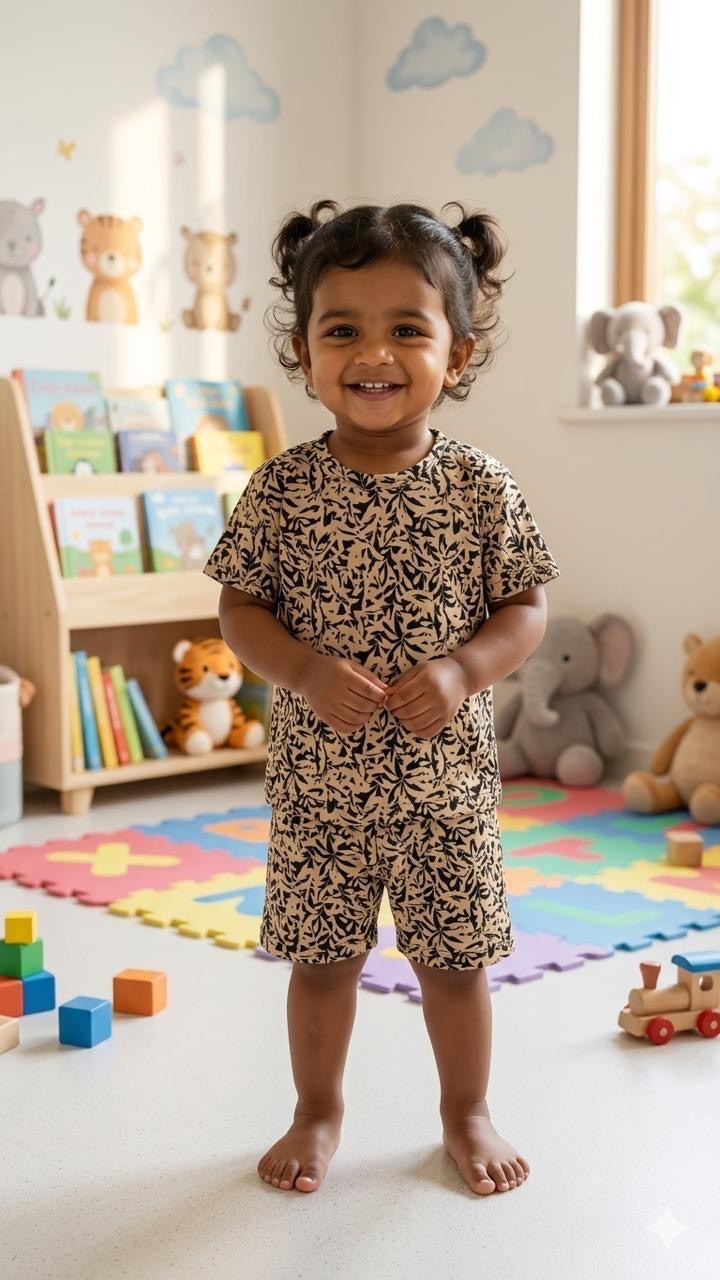 Brown black short set (6-12 months)