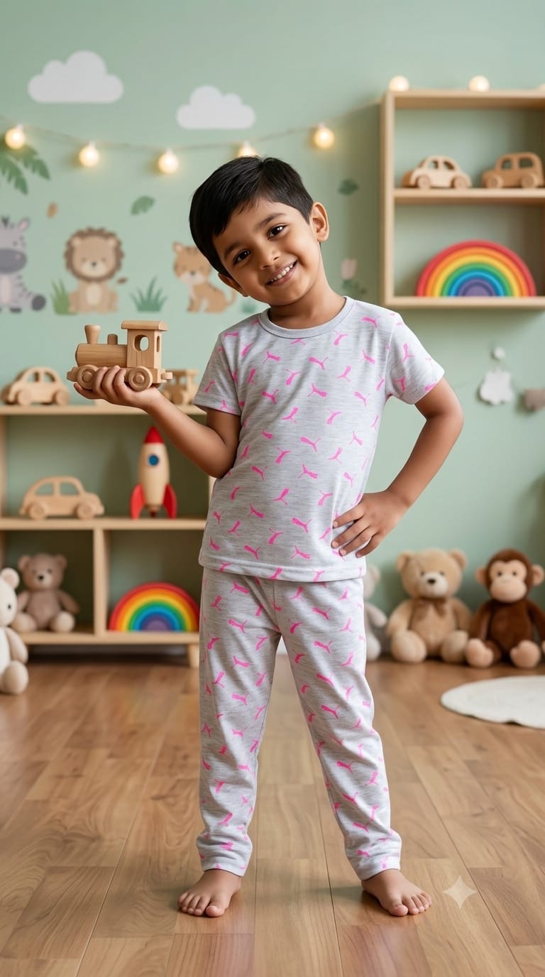 Grey  pink Top & bottom Set (2-5 year)