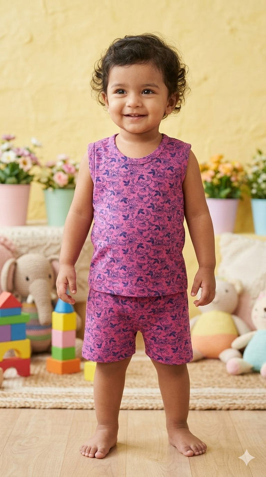 Blue pink Sleeveless Short set (1- 3 years)