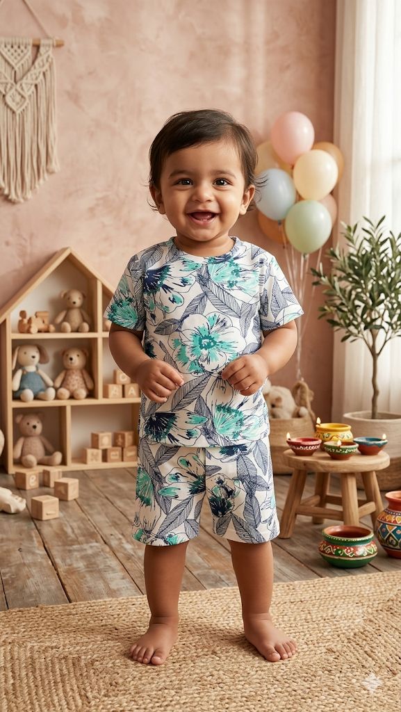 Blue white Short set (6 months-3 years )