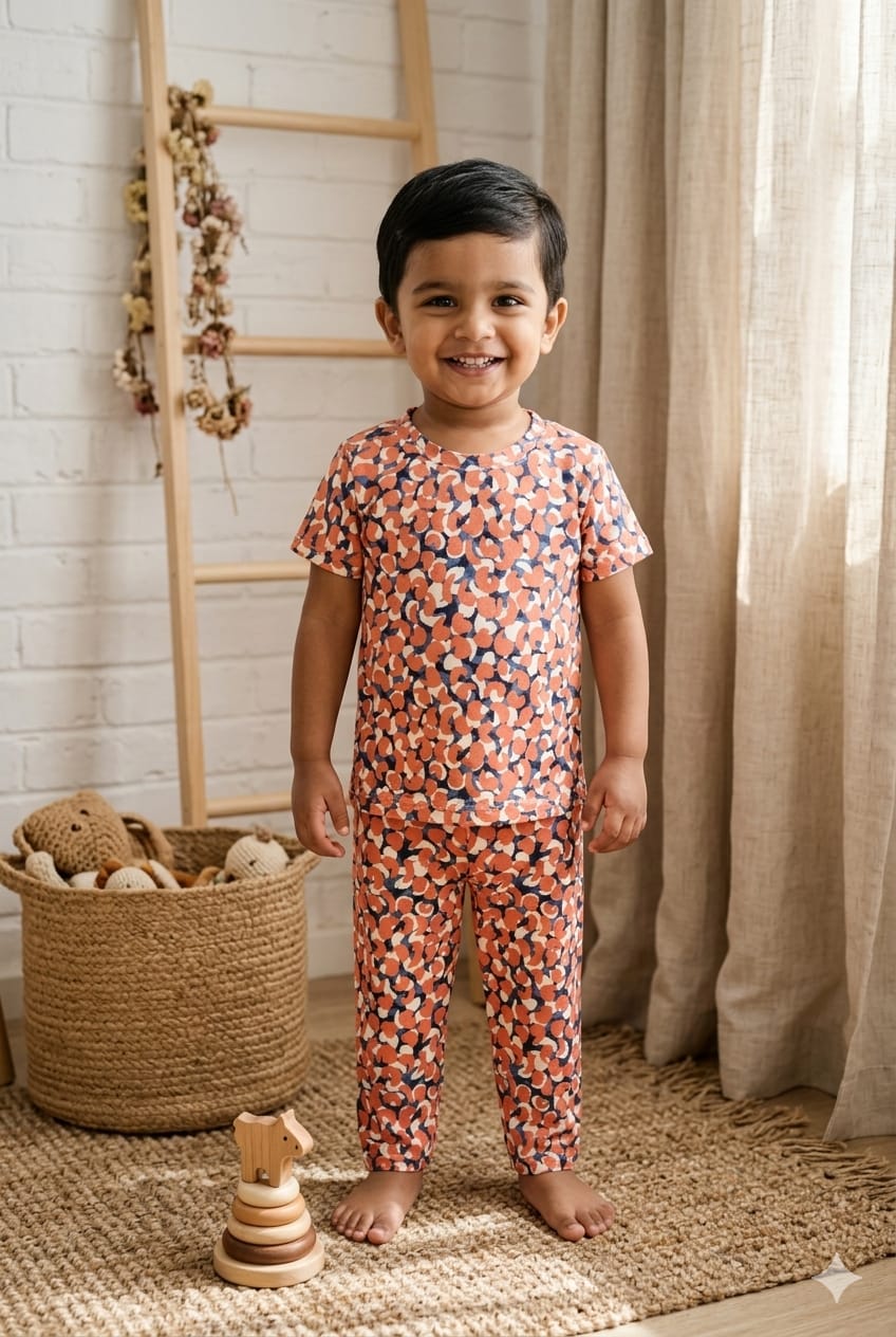 Orange Top & bottom  set (6 months-3 years)